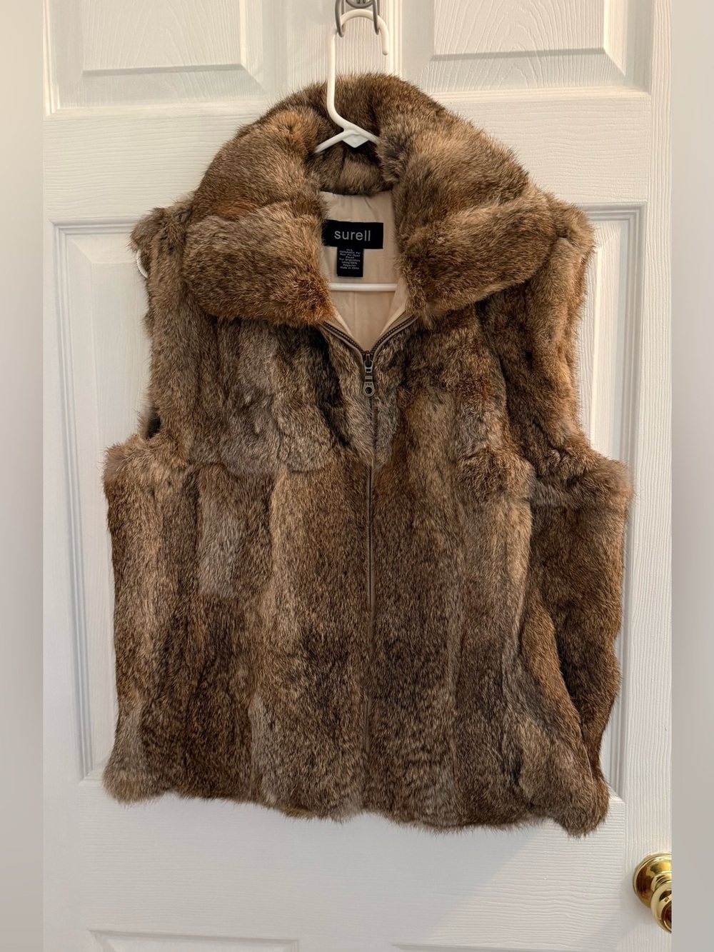 Surell vintage Fur Vest in Light Brown